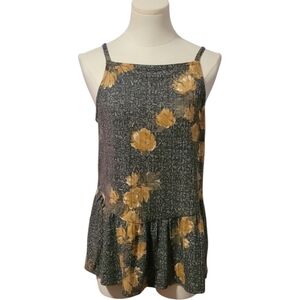 Maurices New Tan and Charcoal Gray Ruffled Flowy Camisole Tank Top Size Medium